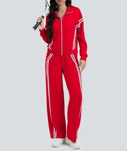 Chándal de entrenamiento con cremallera completa de invierno para mujer con chaquetas activas con capucha, pantalones, conjunto de chándal Atlético transpirable, estilo de patrón sólido - Product Image 2