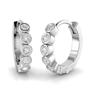 Pendientes de Aro de Diseño Sofisticado con Corte Redondo, Diamantes Cultivados en Laboratorio de 0.20 Ct en Platino para Uso Diario - Product Image 3