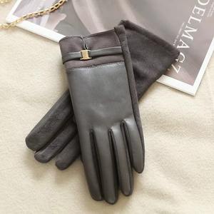Gants en cuir suédé épais pour femmes, élégants et rétro, pour l'hiver, décontractés, pour le cyclisme, thermiques, tactiles, coupe-vent, doux - Product Image 6