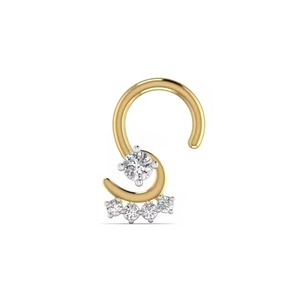 0.07CT diseño único 18kt amarillo rosa y oro blanco joyería de boda Piercing fino Pin de nariz con diamante para mujer joyería del cuerpo - Product Image 1