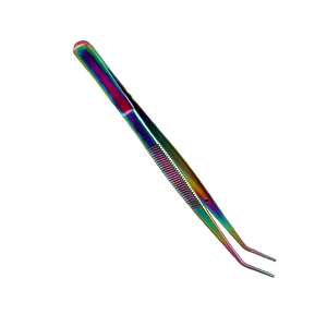 Pince à épiler dentaire de qualité supérieure en acier allemand enduit de couleur avec une pince à épiler coudée avec une pince à épiler universitaire personnalisée en gros avec OEM - Product Image 3