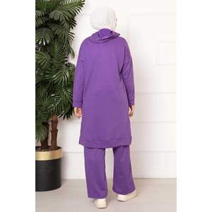 Survêtement à capuche violet avec détail d'emblème et décoration à motif de tissu à double fil de taille XL - Product Image 1