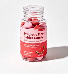 Tabletas de Fibra Prebiótica, Suplemento para la Salud Digestiva, Sabor Fresa y Sandía, Suplemento de Fibra Dietética, Pastillas Portátiles - Product Image 1