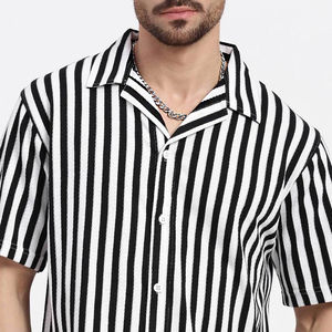 Camisas de cuello cubano de algodón de moda para hombres Ropa de verano B2B Listo Fabricante de camisas cubanas de algodón a rayas con estilo de moda - Product Image 4