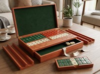 Ensemble de Mahjong Américain de Noël avec Tuiles en Bois Mélaminé à Motif Personnalisé, Boîte à Tiroir Couleur Bois de Rose, Logo Personnalisé OEM, Halloween