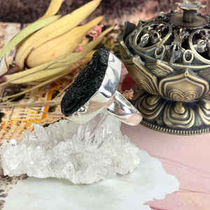 Anillo de diamante Herkimer de moldavita cruda, joyería de piedras preciosas de declaración de plata esterlina para ella - Product Image 3