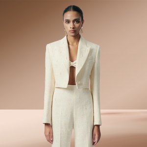 Wholesale Price Women's Blazer <b>Jacket</b> ANIE EMB WOOL CROPPED <b>JACKET</b> Long-<b>Sleeved</b> Tweed Organic Cotton Casual Women's Clothing - Product Image 2