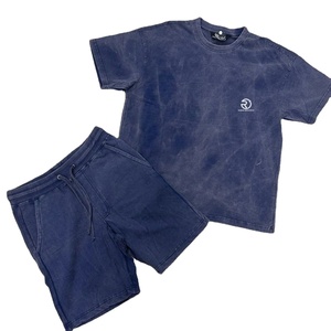 Men's 100% Cotton Oversized T shirt Pocket <b>Short</b> Set 2 Pieces Fashionable Sweat <b>Short</b> with Custom Logo Winter Printed Techniques - Product Image 2