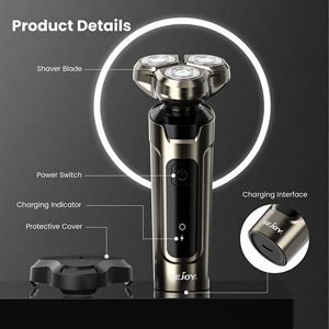 Rasoir électrique pour homme avec triple lame rotative pour les poils du corps, du nez et des cils, étanche IPX7, tête flottante - Product Image 1