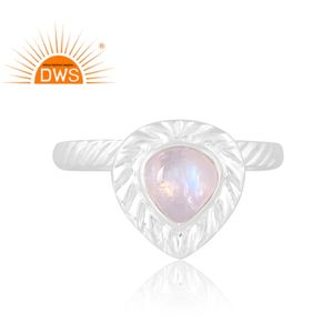 Anillo de declaración de piedras preciosas de luna de arcoíris Natural de plata de ley fina más vendido fabricante de joyería personalizada - Product Image 2