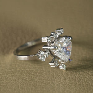 2024 New Designer Crafted 925 Sterling Silver Rhodium Plated Heart Cut Diamond Solitaire Ring for Women Vvs Wedding Party - Product Image 3