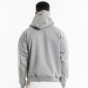 Sweat-shirt à capuche pour homme personnalisable 100% coton Pull d'hiver à capuche Thermique en polaire uni avec logo brodé - Product Image 2