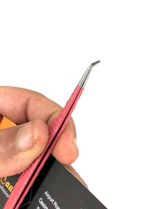 Pinzas para extensiones de pestañas con puntas de fibra con logotipo personalizado, pinzas para aislamiento de agarre Nano, pinzas para extensiones de pestañas - Product Image 5