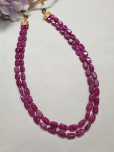 Collar de cuentas de doble capa de piedra de Color rosa fuerte de diseñador para mujer joyería Mala Nupcial Étnica india para mujer y Niña - Product Image 4