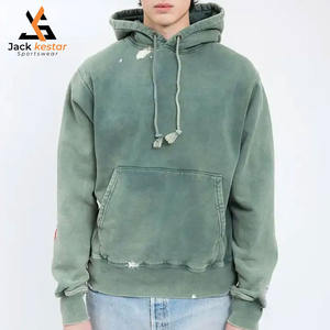 Men's Pullover Winter Plain Dyed Custom Logo Embroidered Heavy Weight Acid Wash Oversized Fit Hoodie - Product Image 1