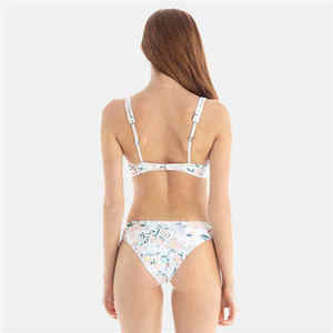 Women's Fashion Swimwear Two-Piece Custom Bikini Set High Cut Bottom with Heat-Transfer Printing Front Logo Quick Dry - Product Image 6