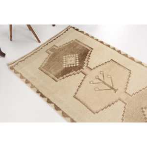 พรมขนาด 3.3x9.5 ฟุต, พรมตุรกีโบราณ, พรมลายอิคัตสีน้ำตาล - Product Image 1