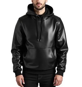 <b>Mens</b> <b>Pullover</b> Anorak Real Cow Leather Jacket Winter Autumn Season Wholesale <b>Mens</b> Leather Hooded Windbreaker Jacket High Quality - Product Image 1