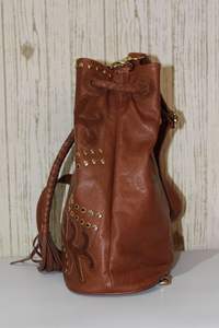 Vente chaude Style bohème café couleur cuir femmes sac de messager à la mode épaule fronde cordon sac chaîne bouton - Product Image 3