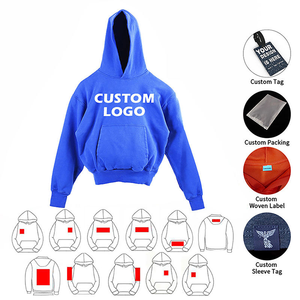 Haute qualité grande taille hommes à capuche surdimensionné goutte épaule poids lourd coton sans fil imperméable brodé tricoté armure - Product Image 5