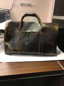 Bolsa de Viaje Unisex de Cuero Genuino Premium, Diseño a Cuadros Turquesa, Hecha a Mano, Personalizada al por Mayor, 2026 - Product Image 2