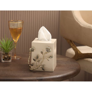 ที่ใส่กล่องทิชชู่ทรงสี่เหลี่ยมหรูหราพร้อมลายดอกกุหลาบโลหะเป็นเถาที่หรูหราฝาครอบทิชชู่หรูหราสำหรับบ้านห้องนั่งเล่นห้องนอนสำนักงานตกแต่ง - Product Image 3