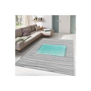 Alfombra detallada de línea turquesa abstracta clásica, alfombra Rectangular con estampado Digital de poliéster para entrada de adolescentes, pasillo de vida - Product Image 1