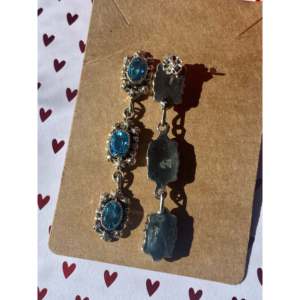 Russell Sam 18K Gold Plated Sterling Silver Drop <b>Earrings</b> with Blue Topaz Pearl <b>Diamond</b> & Turquoise - Product Image 4