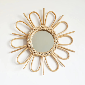 Espejo de pared de ratán hecho a mano 2024 con impresionante producto de decoración del hogar artesanal indio - Product Image 1