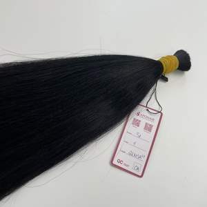Lujo 100% cabello humano vietnamita Color Natural # 1B 22 pulgadas extensiones a granel Yaki recto 100g doble dibujado pelo a granel sin trama - Product Image 3