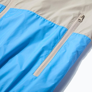 Chaqueta Cortavientos Unisex con Bloques de Color, Cremallera Completa, Capucha, Ligera, Beige y Azul, Ropa Exterior Resistente al Agua, Estilo Casual Urbano - Product Image 4