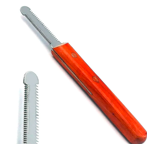 Meilleur prix en acier inoxydable toilettage pour animaux de compagnie couteau à rayures chien tondeuse avec manche boisé pour Instrument vétérinaire - Product Image 6