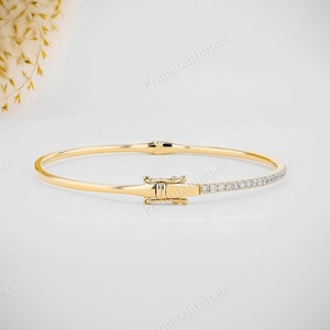 Bracelet jonc en moissanite à coupe ronde, design classique, best-seller 2026, simple, ligne unique, diamant, bracelet tendance, bijoux de mode - Product Image 3