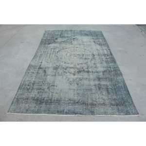 พรมวินเทจตุรกีขนาดใหญ่ 5.3x8.8 ฟุต (162x268 ซม.) พรมลายทางสีเทา - Product Image 1