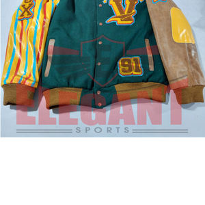 Chaquetas Varsity con mangas de cuero Letterman, diseño personalizado, logotipos bordados en chenilla, chaqueta universitaria de béisbol unisex - Product Image 6