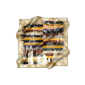Pañuelo Cuadrado de Seda Beige con Patrón Geométrico - Product Image 1