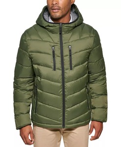 Veste matelassée à capuche pour homme Logo personnalisé haute qualité Veste matelassée à capuche décontractée pour homme Noir brillant Manteau à bulles pour homme - Product Image 1