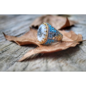 Bague en argent sterling 925 pur avec pierre de perle, style vintage fait à la main, modèle tendance de luxe, nouvelle arrivée, Turquie - Product Image 3