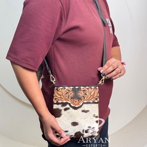 Nuevo bolso cruzado de cuero de vaca de gran capacidad a la moda para mujer, Mini bolso de un solo hombro para teléfono móvil - Product Image 1