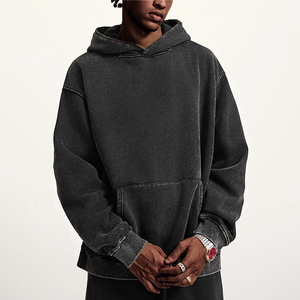 Sweat-shirt à capuche vintage surdimensionné personnalisé en molleton épais, Sudadera Hombre, uni, délavé, en coton, délavé à l'acide - Product Image 1