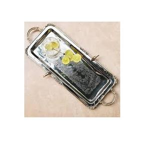 Bandejas de Servicio Metálicas de Diseño Moderno Vintage de Lujo Hechas a Mano con Asas Metálicas Sólidas - Product Image 3