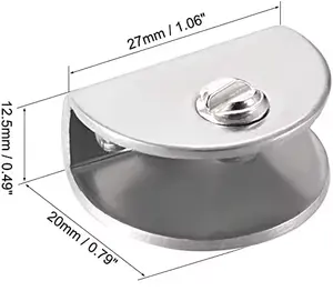 Supports d'étagère en verre réglable en acier inoxydable porte en verre armoire pince clip support demi-rond pour 5-8mm épaisseur 8 pièces