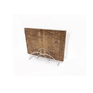 Support de planche à découper debout en acier personnalisé avec organisateur de couteaux et pièce design d'aspect et utilisation à la main - Product Image 1