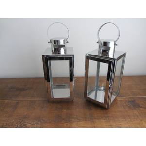 Conception classique en acier inoxydable avec lanterne bougeoir en métal fini argent pour jardin extérieur et décoration de Noël - Product Image 3