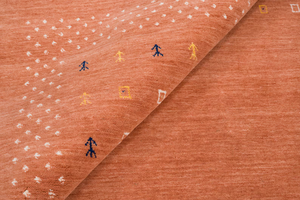 พรมทอมือลายชนเผ่าสีพีชส้ม ทำจากขนสัตว์ สำหรับตกแต่งห้องนั่งเล่น ห้องนอน และบ้าน - Product Image 2