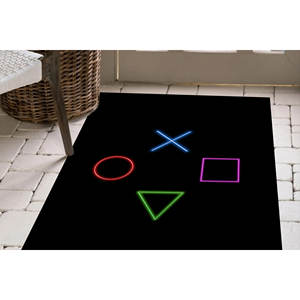 Tapis imprimé noir : moderne, extérieur, décoration de salle de jeux, tapis en chenille - Product Image 2