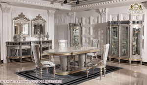 Conjunto de muebles de comedor de aspecto moderno de lujo, conjunto de mesa de comedor de 6 plazas con aspecto francés, mobiliario de comedor tallado de lujo moderno - Product Image 3