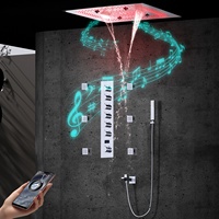 Ensemble de système de douche à affichage numérique intégré 24 pouces douche intelligente en acier inoxydable LED musique pluie pommeaux de douche robinets de salle de bain