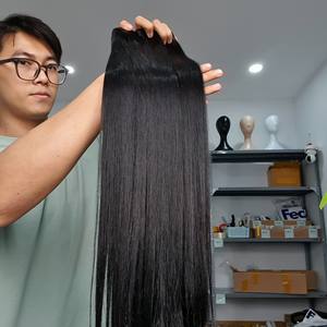 Peluca de cabello humano Remy virgen 100% crudo 22 pulgadas 12a Super doble dibujado suelta onda profunda paquetes de cabello recto - Product Image 2