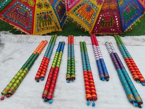 <b>Dandiya</b> <b>Sticks</b> Pairs Handcrafted Indian <b>Dandiya</b> <b>Sticks</b> for Navratri Garba MultiColor Wooden <b>Sticks</b> <b>Dandiya</b> Raas Folk Dance Gift - Product Image 2